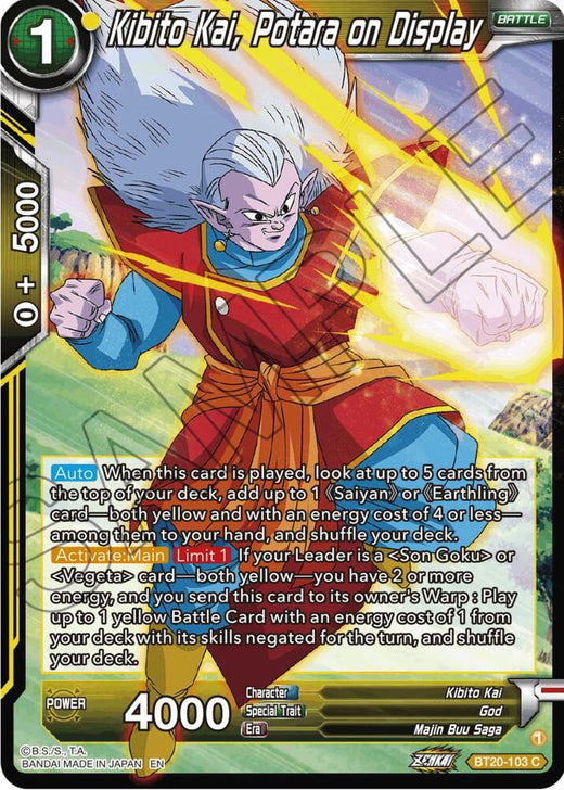 Kibito Kai, Potara on Display BT20-103 Common