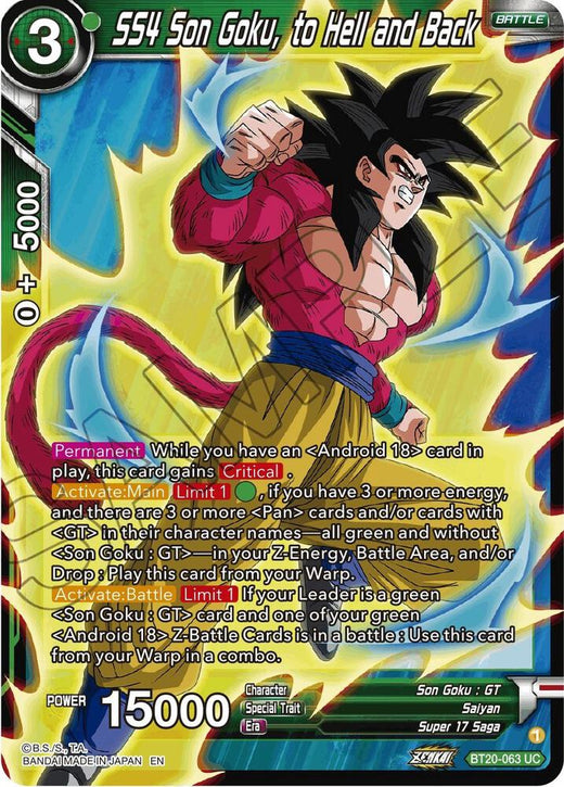 SS4 Son Goku, to Hell and Back BT20-063 Uncommon