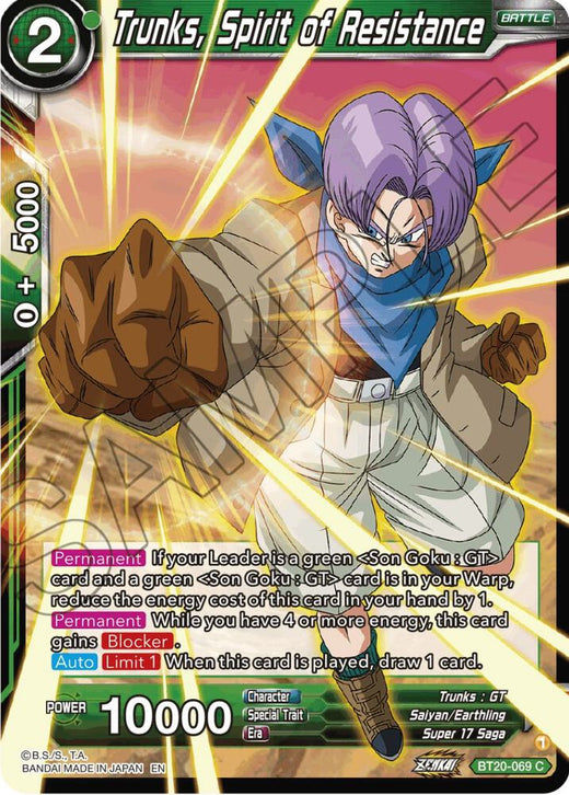 Trunks, Spirit of Resistance BT20-069 Common