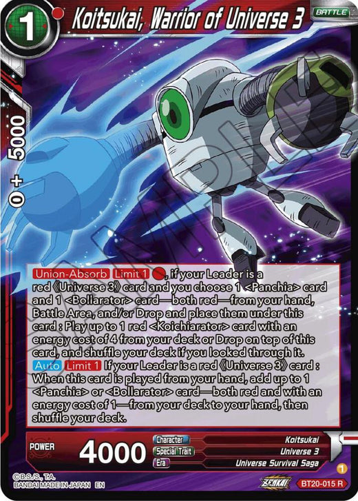 Koitsukai, Warrior of Universe 3 BT20-015 Rare