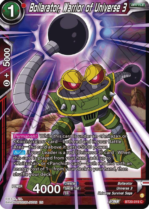 Bollarator, Warrior of Universe 3 BT20-019 Common