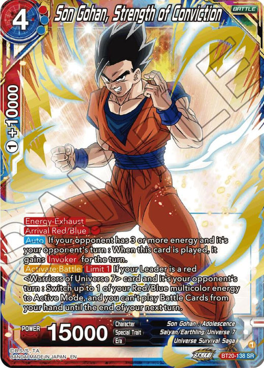 Son Gohan, Strength of Conviction BT20-138 Super Rare Foil