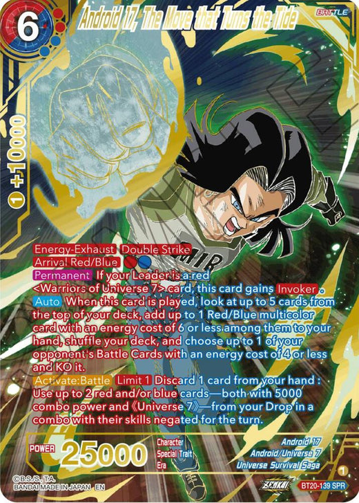 Android 17, The Move that Turns the Tide (SPR) BT20-139 Special Rare Foil