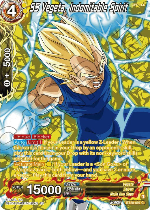 SS Vegeta, Indomitable Spirit (Silver Foil) BT20-097 Common