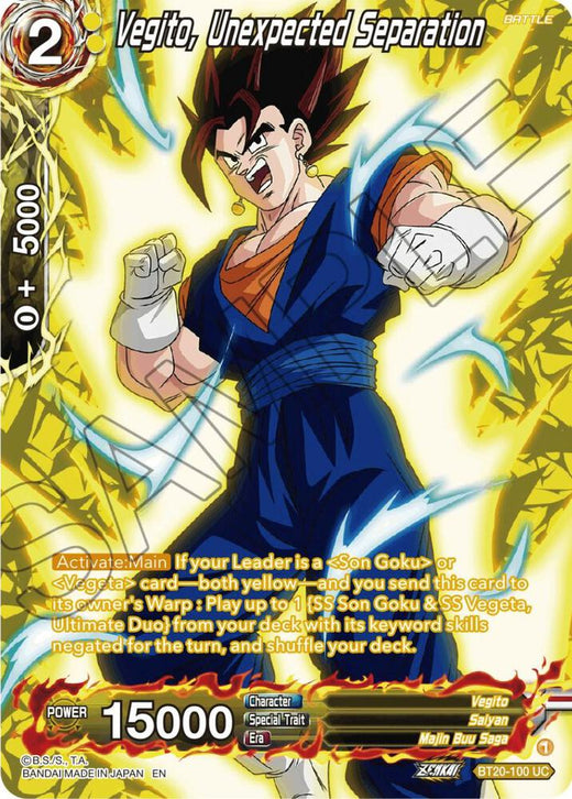 Vegito, Unexpected Separation (Silver Foil) BT20-100 Uncommon