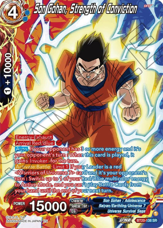 Son Gohan, Strength of Conviction (Silver Foil) BT20-138 Super Rare