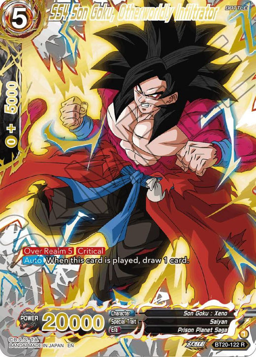 SS4 Son Goku, Otherworldly Infiltrator (Gold-Stamped) BT20-122 Rare Foil