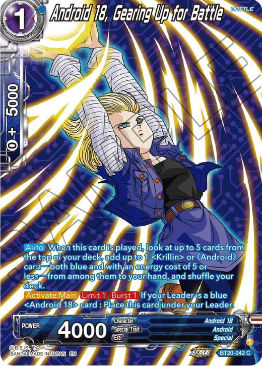 Android 18, Gearing Up for Battle (Silver Foil) BT20-042 Common
