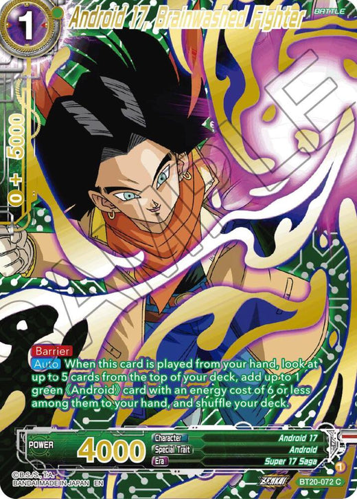 Android 17, Brainwashed Fighter (Gold-Stamped) BT20-072 Common Foil