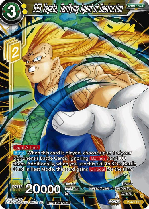 SS3 Vegeta, Terrifying Agent of Destruction (Silver Foil) P-477 Promo