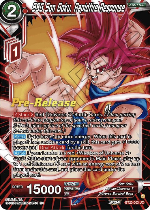 SSG Son Goku, Rapidfire Response BT20-003 Uncommon