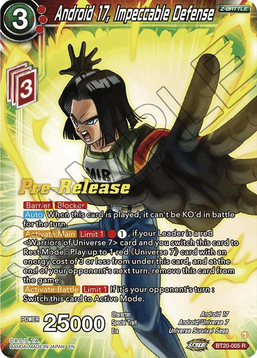 Android 17, Impeccable Defense BT20-005 Rare