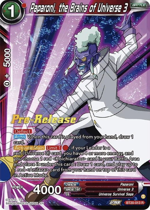 Paparoni, the Brains of Universe 3 BT20-013 Rare