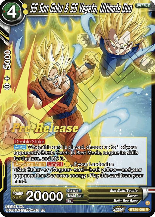 SS Son Goku & SS Vegeta, Ultimate Duo BT20-096 Rare
