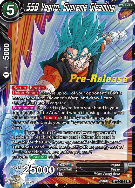 SSB Vegito, Supreme Gleaming BT20-125 Rare