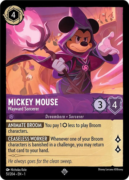 Mickey Mouse - Wayward Sorcerer 51/204 Super Rare