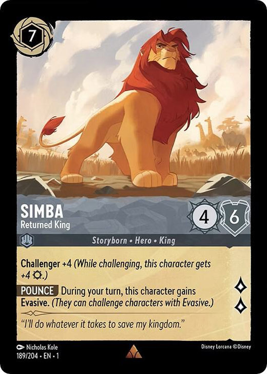 Simba - Returned King 189/204 Rare