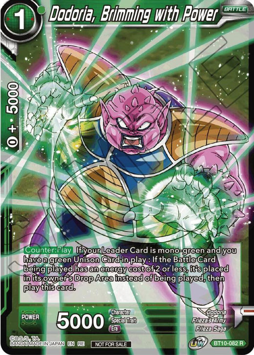 Dodoria, Brimming with Power (Championship Selection Pack 2023 Vol.1) BT10-082 Rare Foil