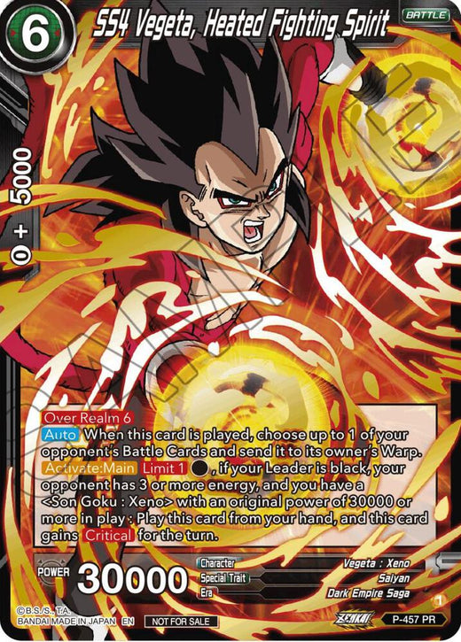 SS4 Vegeta, Heated Fighting Spirit (Championship Selection Pack 2023 Vol.1) (Gold Stamped) P-457 Promo Foil