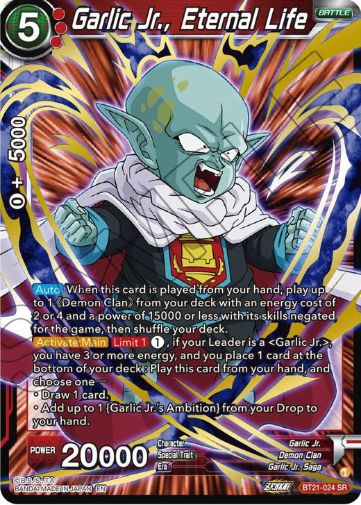 Garlic Jr., Eternal Life BT21-024 Super Rare Foil