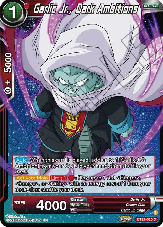 Garlic Jr., Dark Ambitions BT21-025 Common