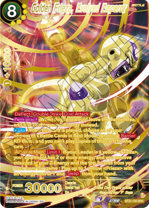 Golden Frieza, Evolved Emperor (SPR) BT21-120 Special Rare Foil