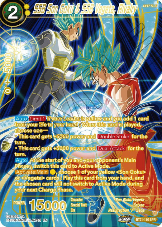 SSB Son Goku & SSB Vegeta, Rivalry (SPR) BT21-110 Special Rare Foil