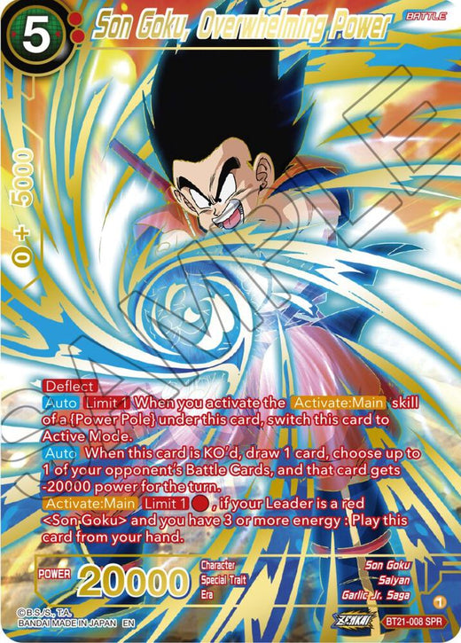 Son Goku, Overwhelming Power (SPR) BT21-008 Special Rare Foil