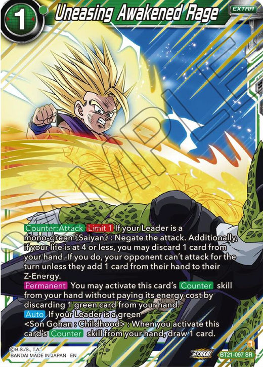 Uneasing Awakened Rage BT21-097 Super Rare Foil