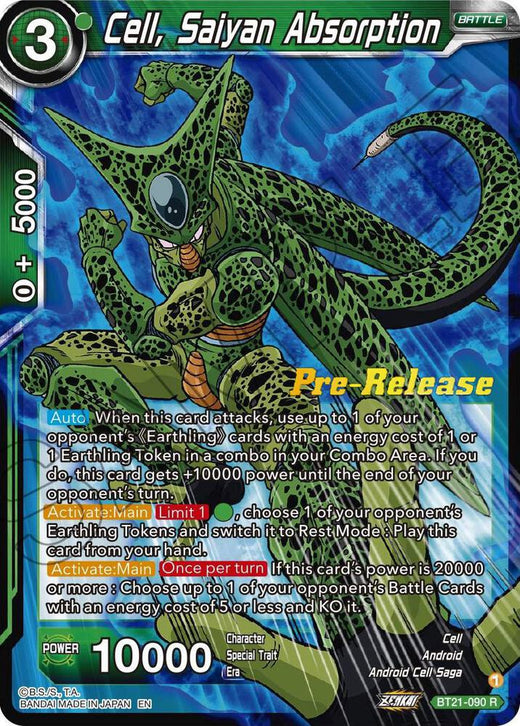 Cell, Saiyan Absorption BT21-090 Rare