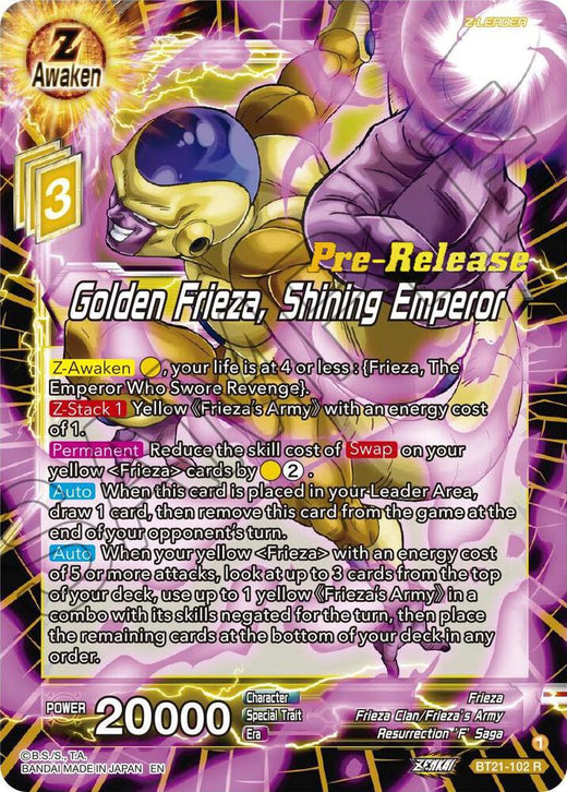 Golden Frieza, Shining Emperor BT21-102 Rare