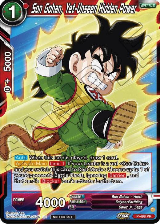 Son Gohan, Yet-Unseen Hidden Power (Zenkai Series Tournament Pack Vol.4) P-498 Promo