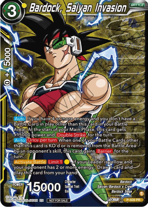 Bardock, Saiyan Invasion (Zenkai Series Tournament Pack Vol.4 Winner) P-509 Promo Foil
