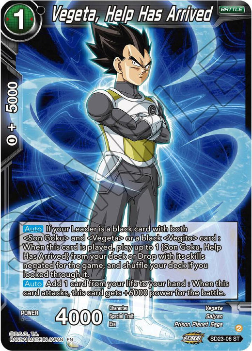 Vegeta, Help Has Arrived SD23-06 Starter Rare Foil