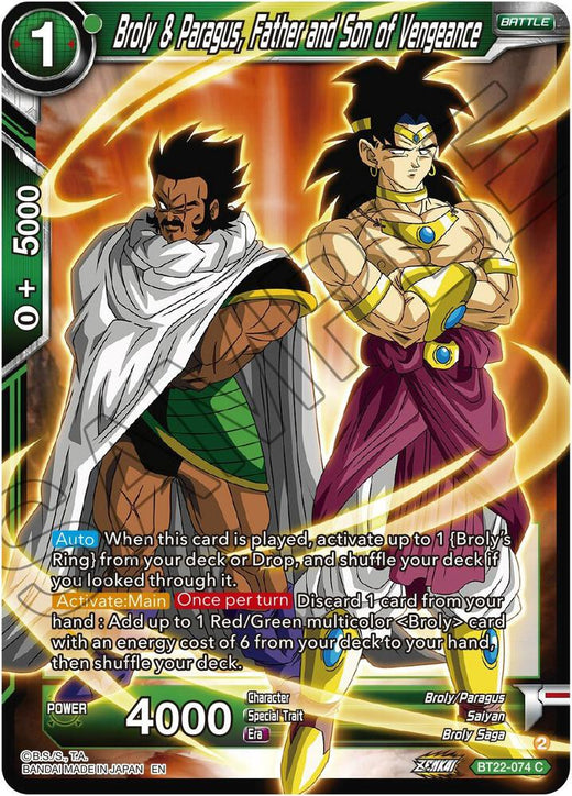 Broly & Paragus, Father and Son of Vengeance BT22-074 Common