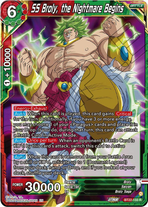 SS Broly, the Nightmare Begins BT22-133 Rare
