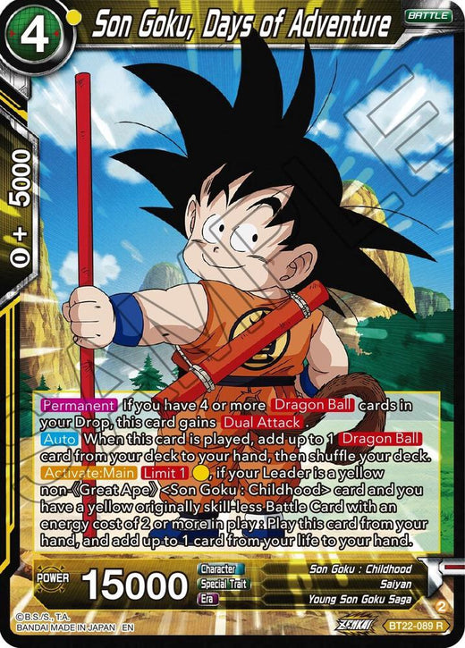 Son Goku, Days of Adventure BT22-089 Rare