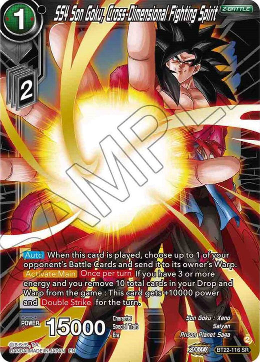 SS4 Son Goku, Cross Dimensional Fighting Spirit BT22-116 Super Rare Foil