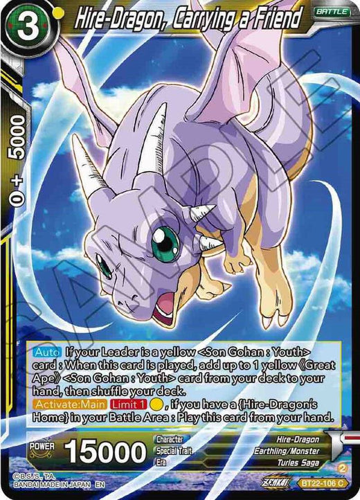 Hire-Dragon, Carrying a Friend BT22-106 Common