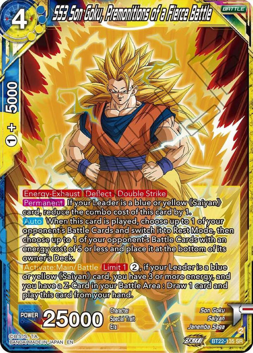 SS3 Son Goku, Premonitions of a Fierce Battle BT22-135 Super Rare Foil