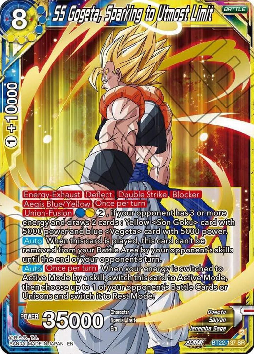 SS Gogeta, Sparking to Utmost Limit BT22-137 Super Rare Foil