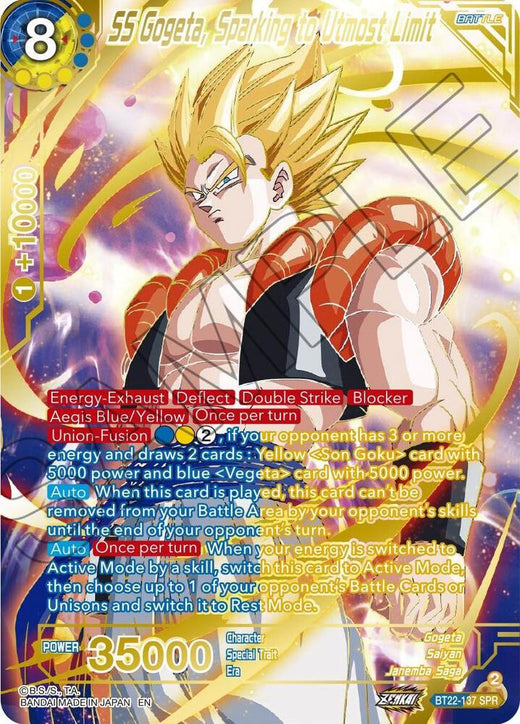 SS Gogeta, Sparking to Utmost Limit (SPR) BT22-137 Special Rare Foil