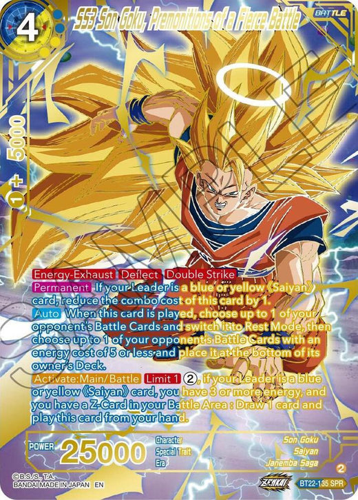 SS3 Son Goku, Premonitions of a Fierce Battle (SPR) BT22-135 Special Rare Foil
