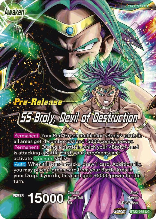 Broly & Paragus // SS Broly, Devil of Destruction BT22-055 Uncommon Foil