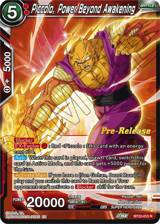 Piccolo, Power Beyond Awakening BT22-015 Rare Foil