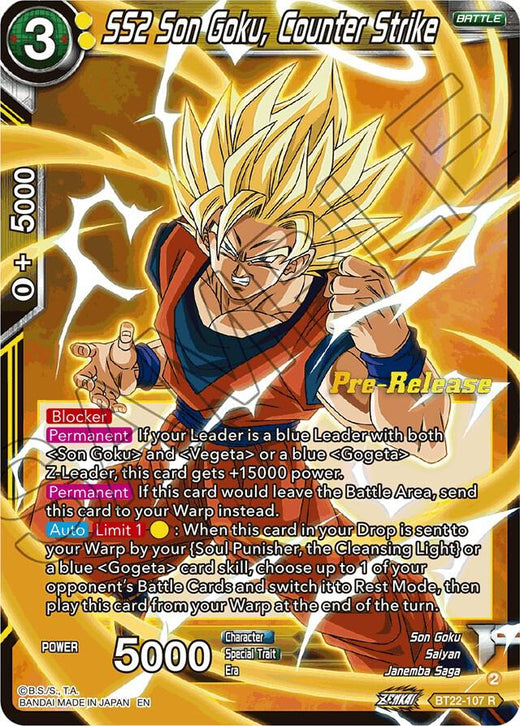 SS2 Son Goku, Counter Strike BT22-107 Rare Foil