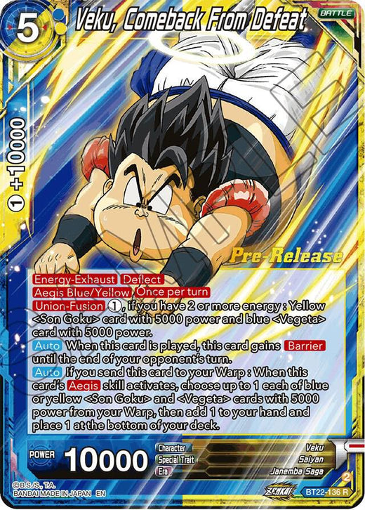 Veku, Comeback From Defeat BT22-136 Rare Foil