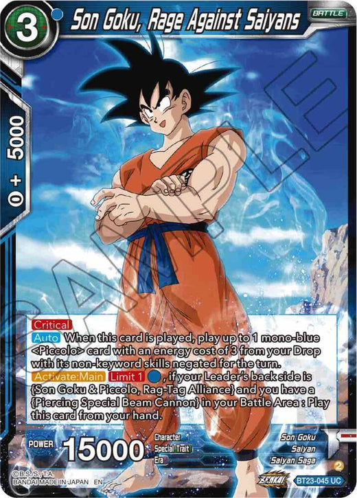 Son Goku, Rage Against Saiyans BT23-045 Uncommon
