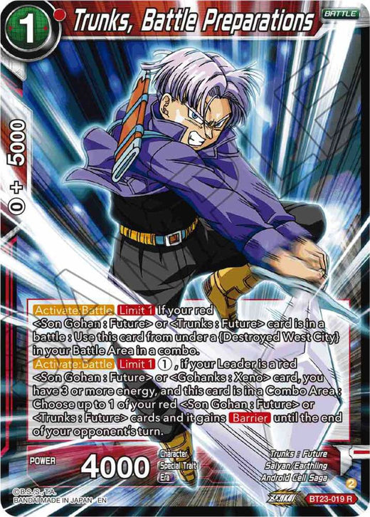 Trunks, Battle Preparations BT23-019 Rare