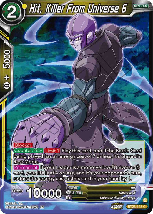 Hit, Killer From Universe 6 BT23-123 Common